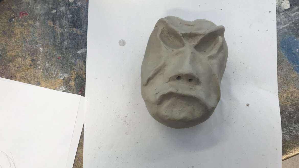 Mijn masker gemaakt met klei