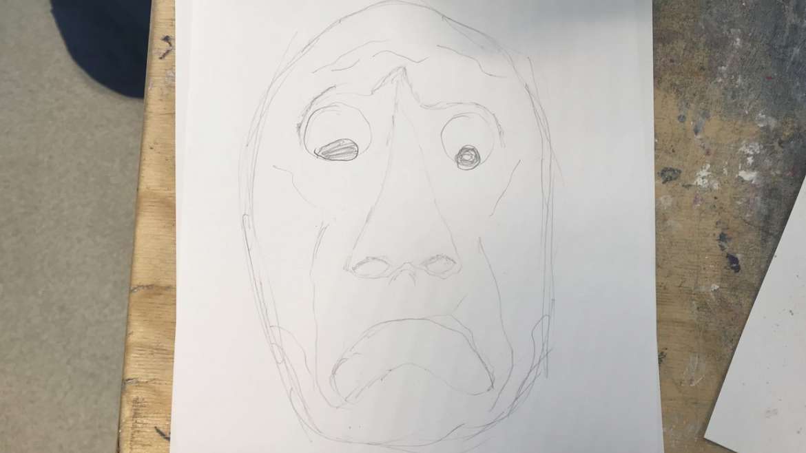 Mijn schets van een van de maskers